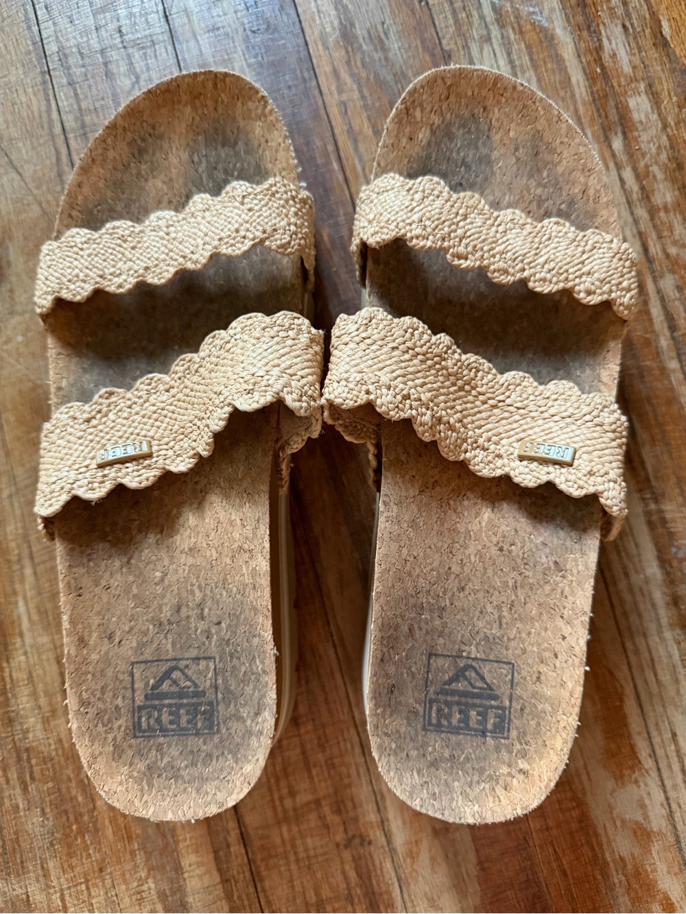 Reef Women's Natural Braided Double-Strap Slide Sandals